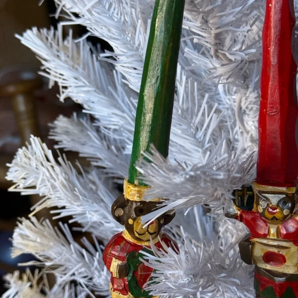 Vintage 1980’s 3 piece Festive Bear Ornaments - Red and Green